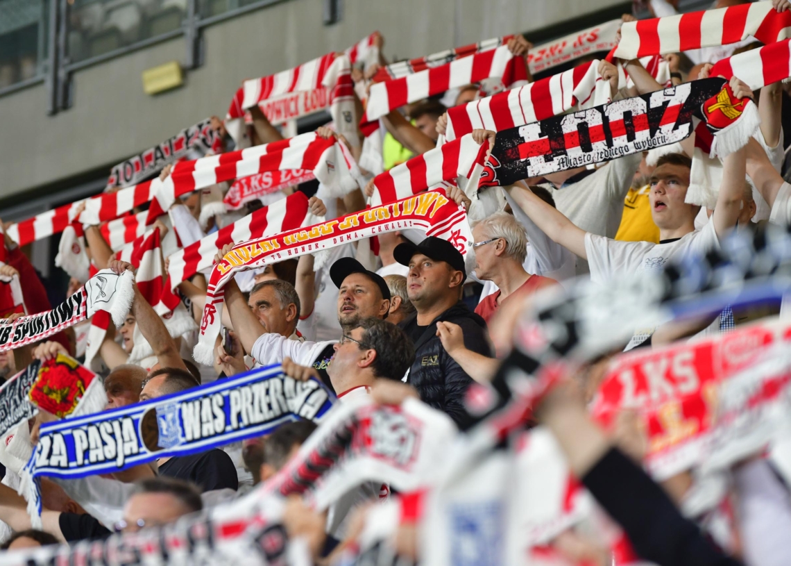 Doping kibiców na meczu ŁKS Łódź - Jagiellonia Białystok