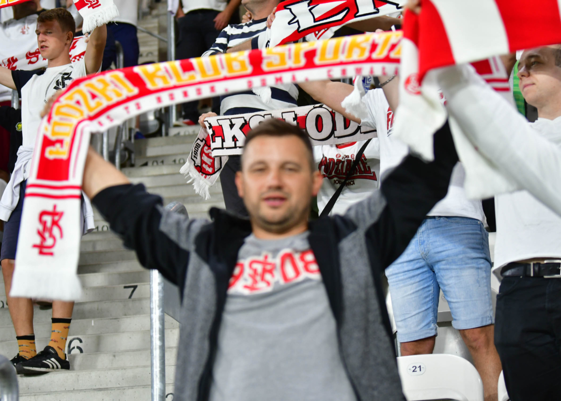 Doping kibiców na meczu ŁKS Łódź - Jagiellonia Białystok