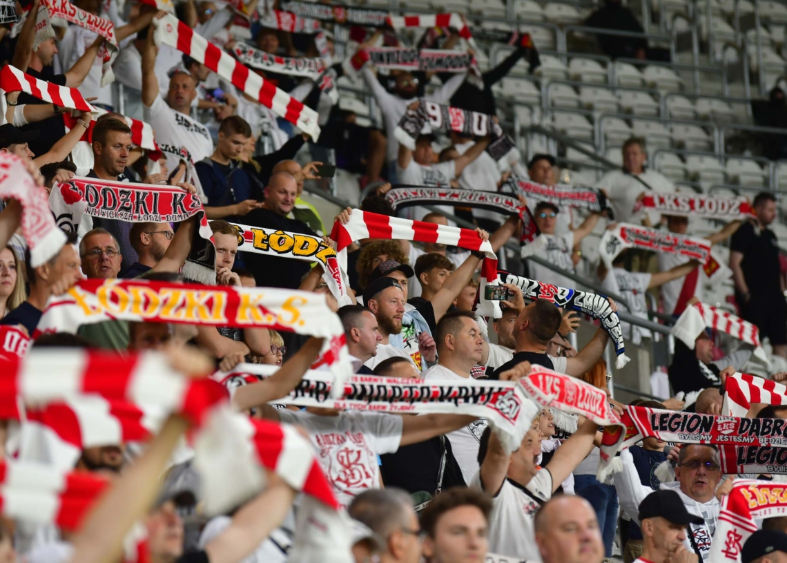 Doping kibiców na meczu ŁKS Łódź - Jagiellonia Białystok
