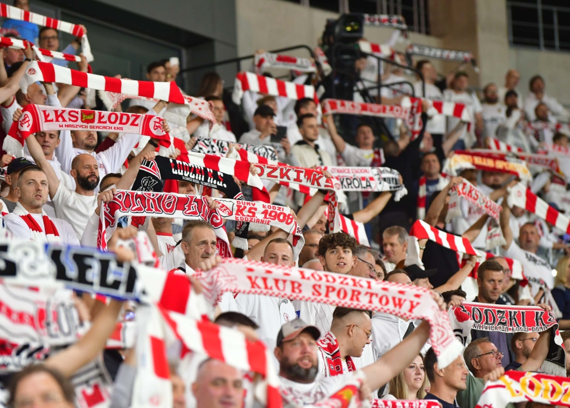 Doping kibiców na meczu ŁKS Łódź - Jagiellonia Białystok