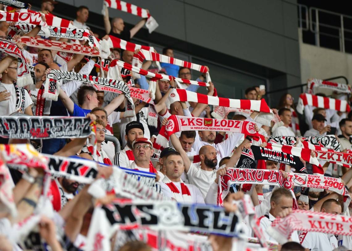Doping kibiców na meczu ŁKS Łódź - Jagiellonia Białystok