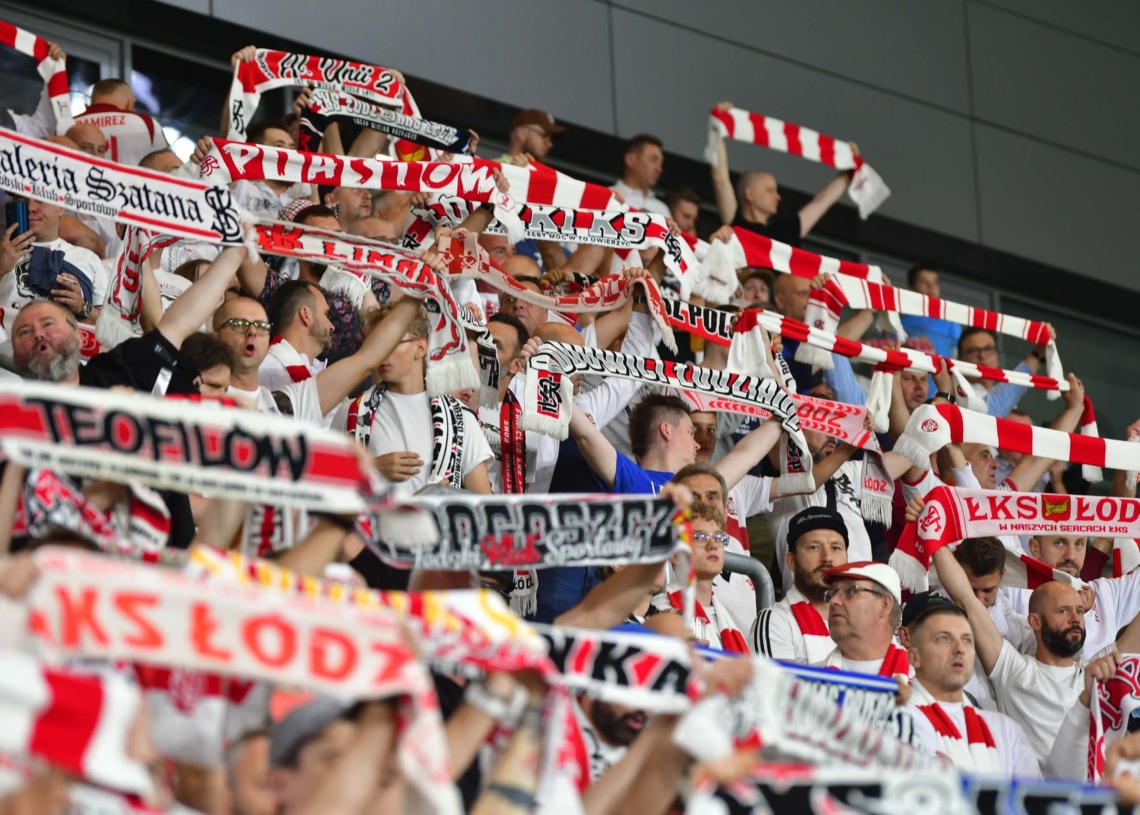 Doping kibiców na meczu ŁKS Łódź - Jagiellonia Białystok