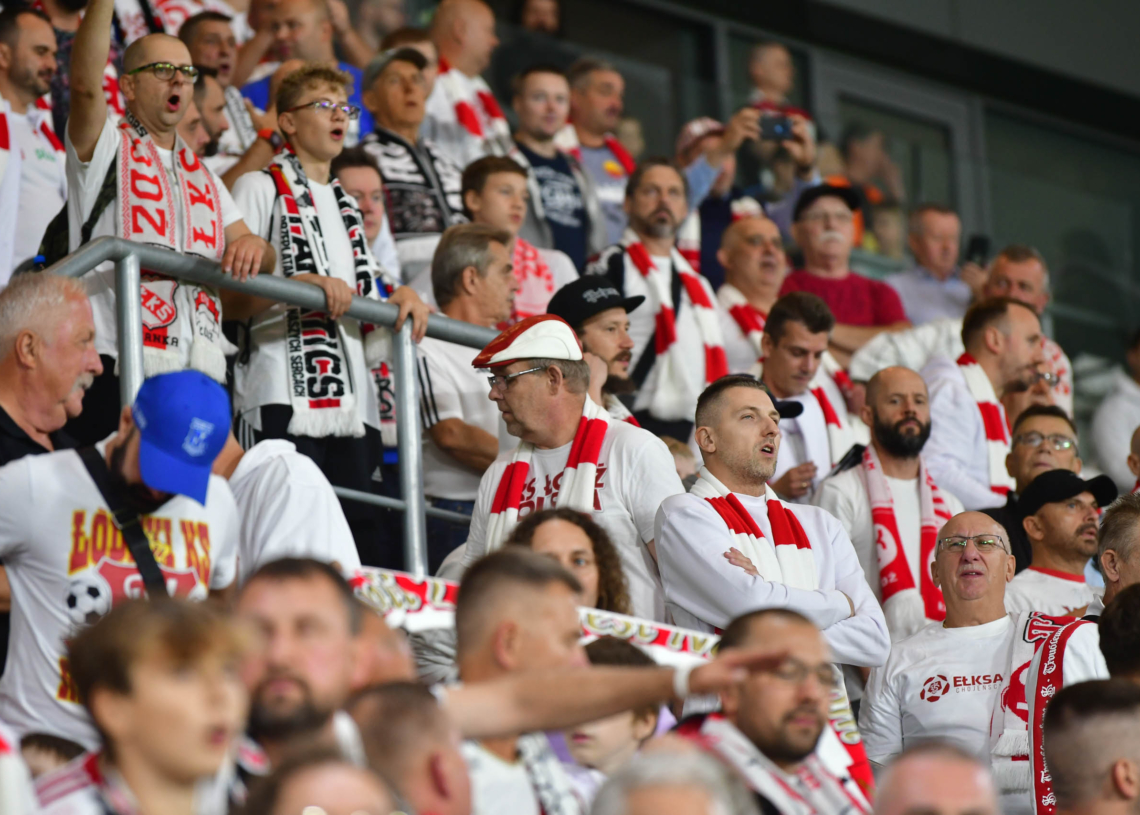 Doping kibiców na meczu ŁKS Łódź - Jagiellonia Białystok