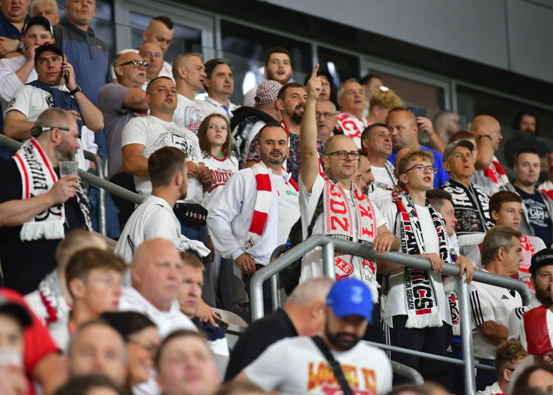Doping kibiców na meczu ŁKS Łódź - Jagiellonia Białystok