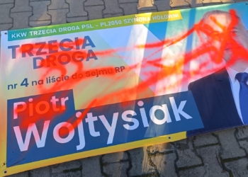 Wandale w gminie Moszczenica. Zniszczyli banery wyborcze Piotra Wojtasika z partii PSL