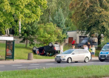 Dachowanie na al. Palki w Łodzi