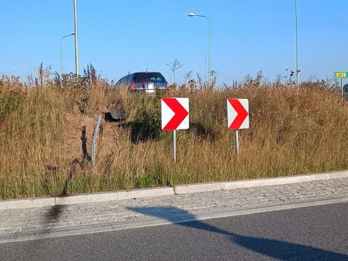 Marzenin: pojechał prosto przez rondo
