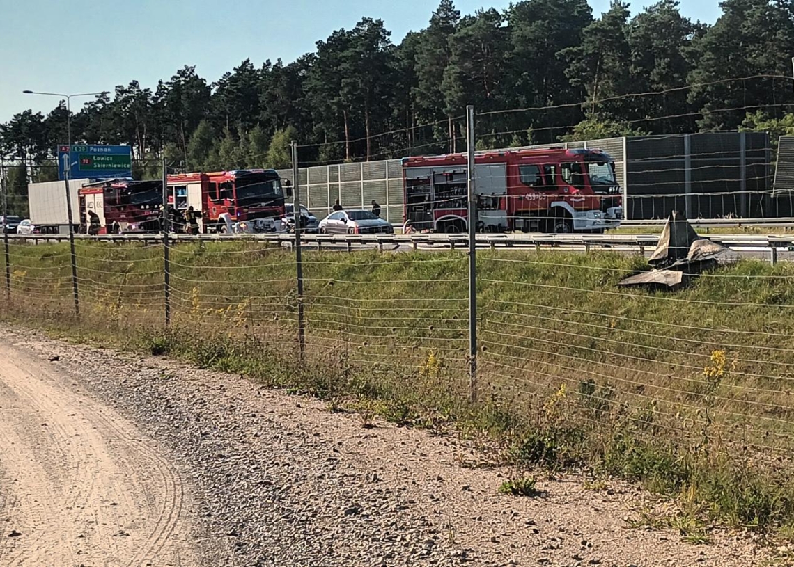 Pożar ciężarówki na A2