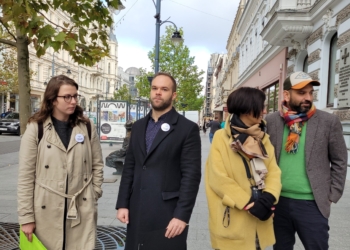 Protest ws. budowy Muzeum Dzieci Polskich - ofiar totalitaryzmu w Łodzi