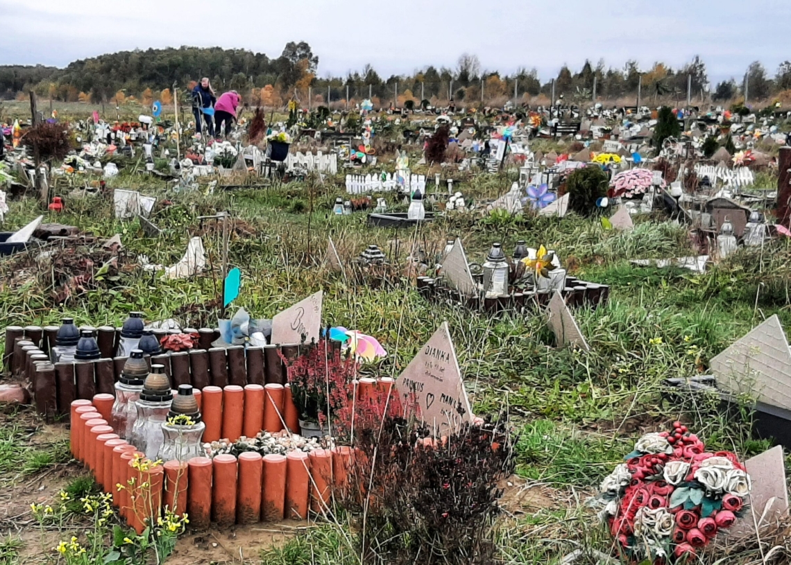 Łódzki cmentarz dla zwierząt. Płonące znicze i świeże bukiety
