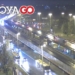 Kolizja na al. Włókniarzy. Auto dachowało na estakadzie w stronę Bałut 6 kolizja na al. Włókniarzy