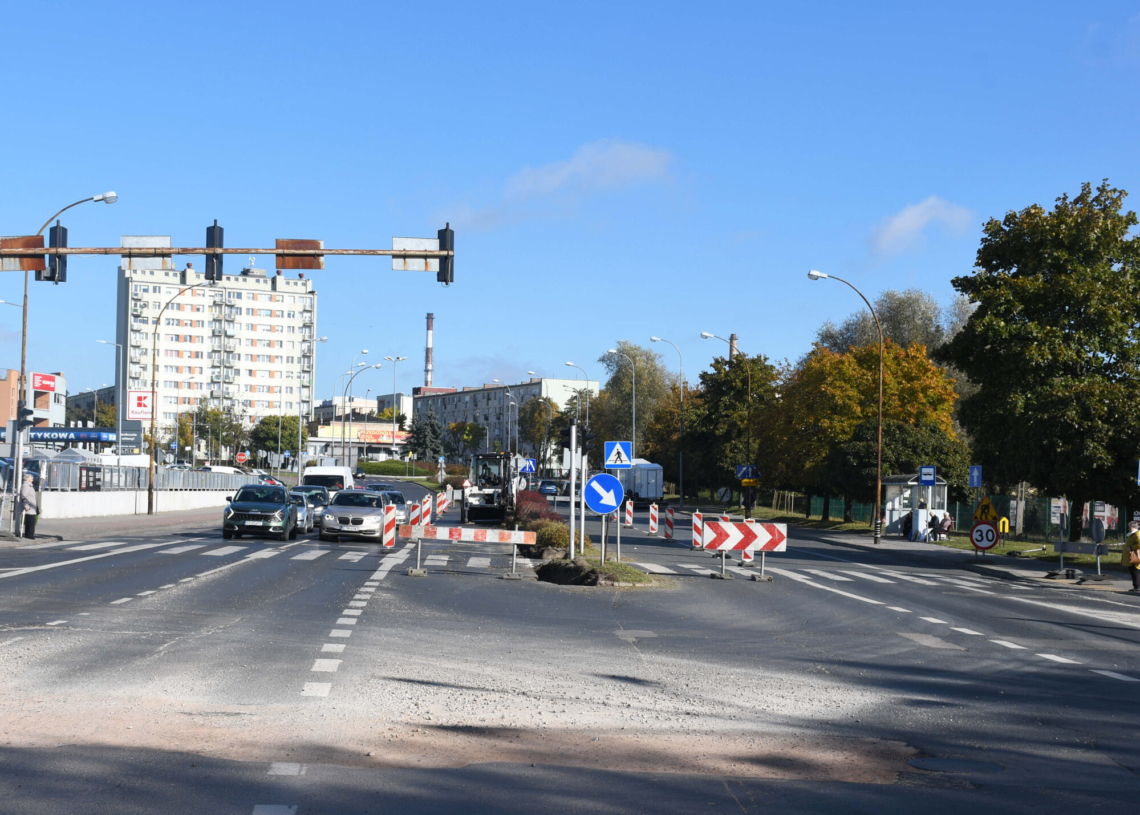 Prace drogowe na Armii Krajowej w Piotrkowie Trybunalskim