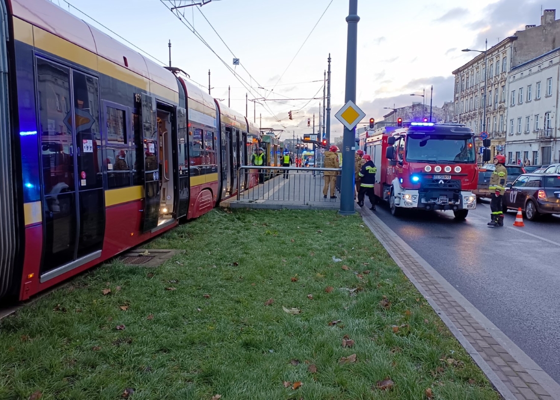 Zderzenie dwóch tramwajów na al. Piłsudskiego w Łodzi