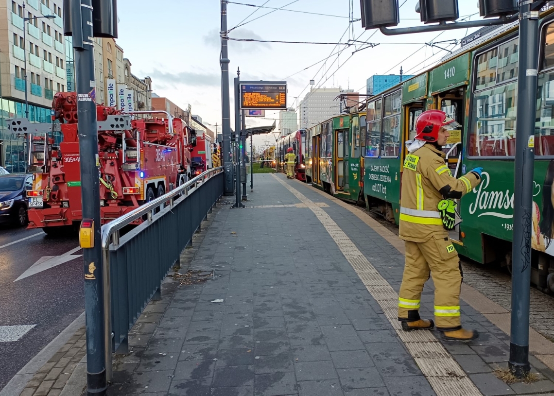 Zderzenie dwóch tramwajów na al. Piłsudskiego w Łodzi