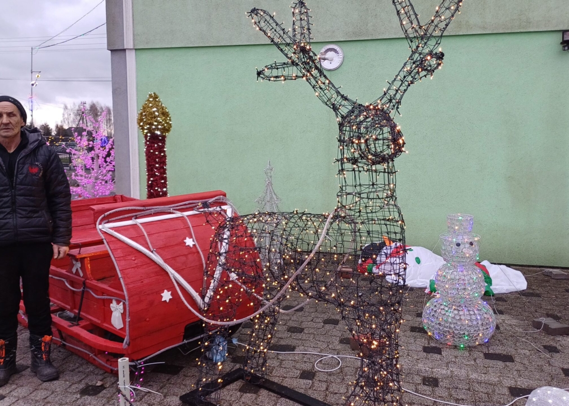 Świąteczna iluminacja na jednej z posesji w Zelowie