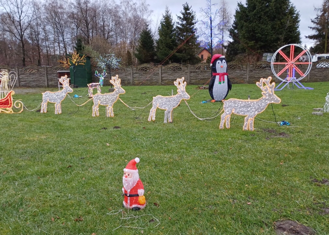 Świąteczna iluminacja na jednej z posesji w Zelowie