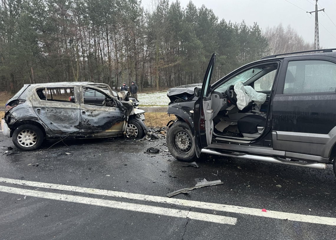 Wypadek DK 12. Foto. Służba Drogowa