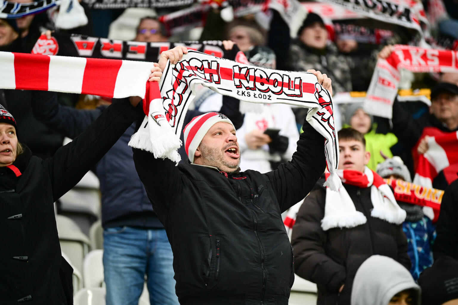 Kibice na meczu ŁKS Łódź - Ruch Chorzów 2023-12-17