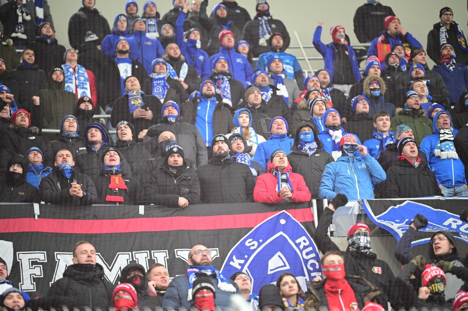 Kibice na meczu ŁKS Łódź - Ruch Chorzów 2023-12-17