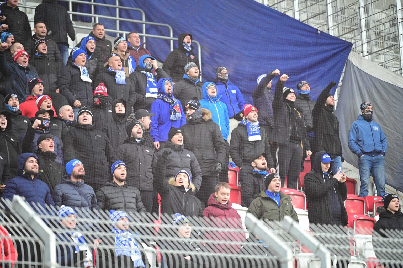Kibice na meczu ŁKS Łódź - Ruch Chorzów 2023-12-17