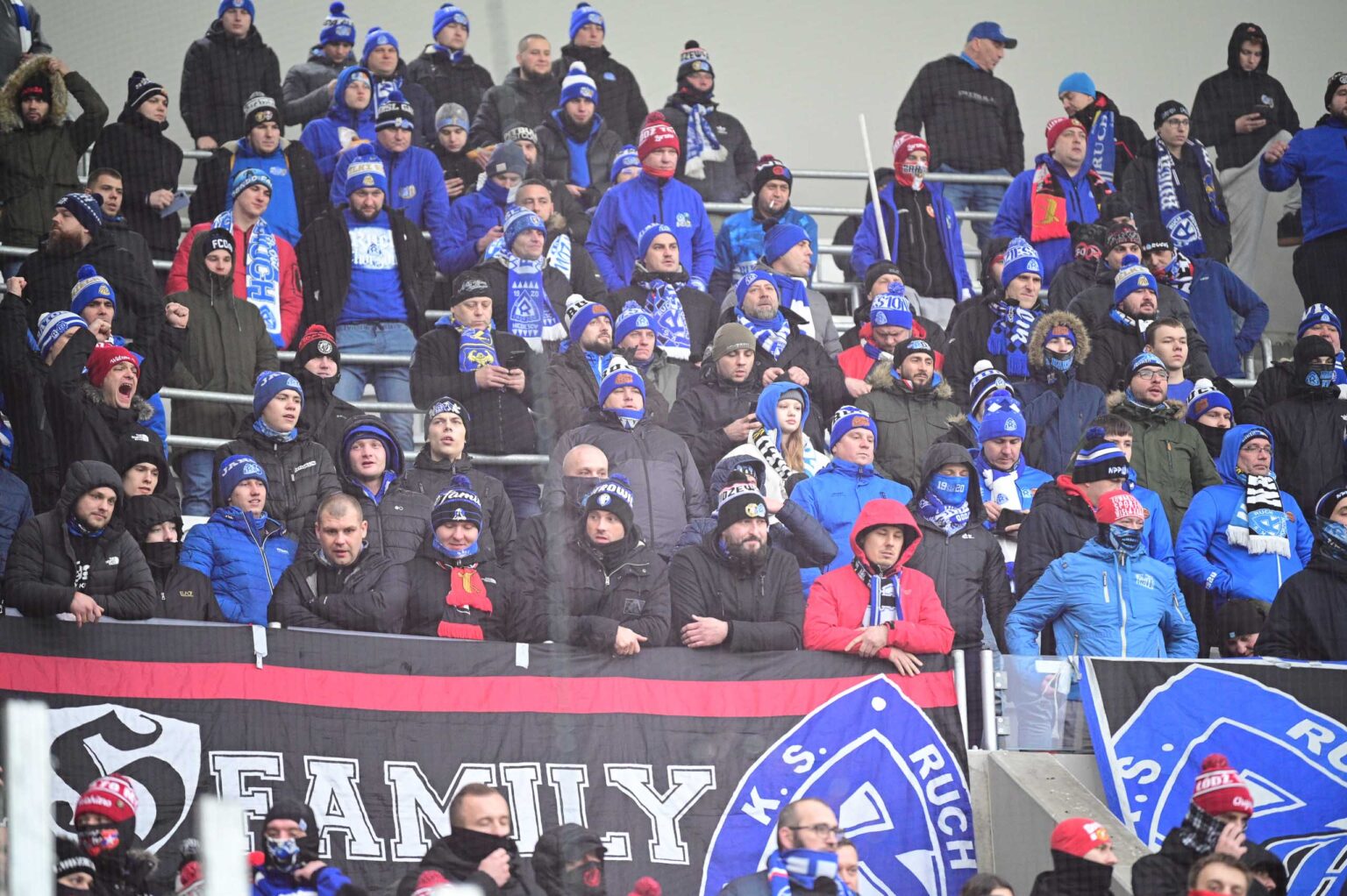 Kibice na meczu ŁKS Łódź - Ruch Chorzów 2023-12-17