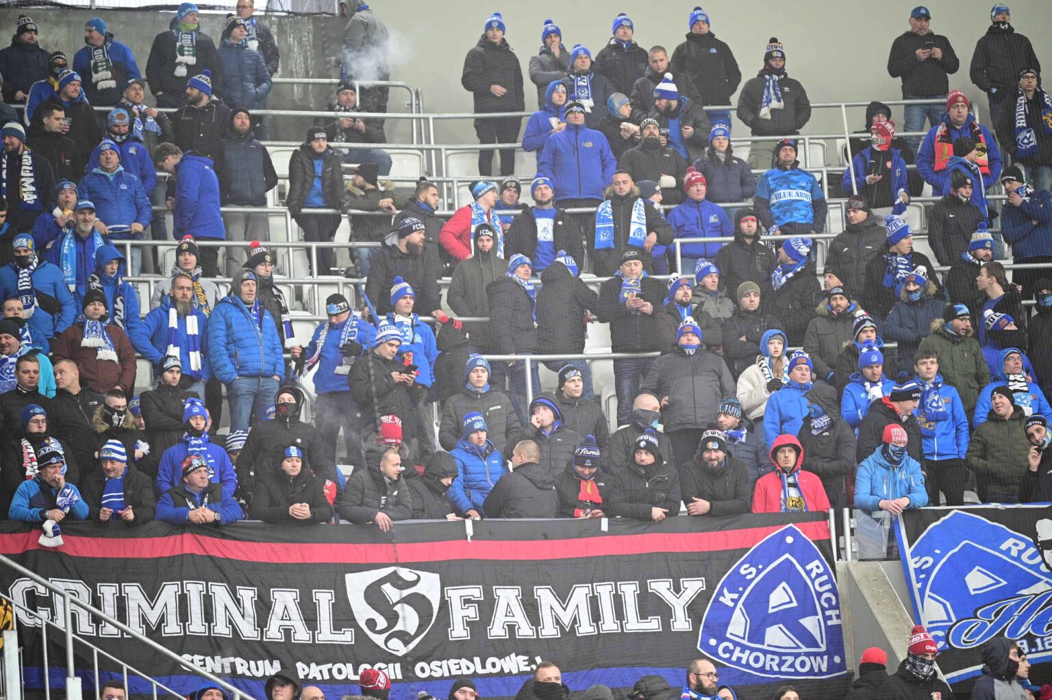 Kibice na meczu ŁKS Łódź - Ruch Chorzów 2023-12-17