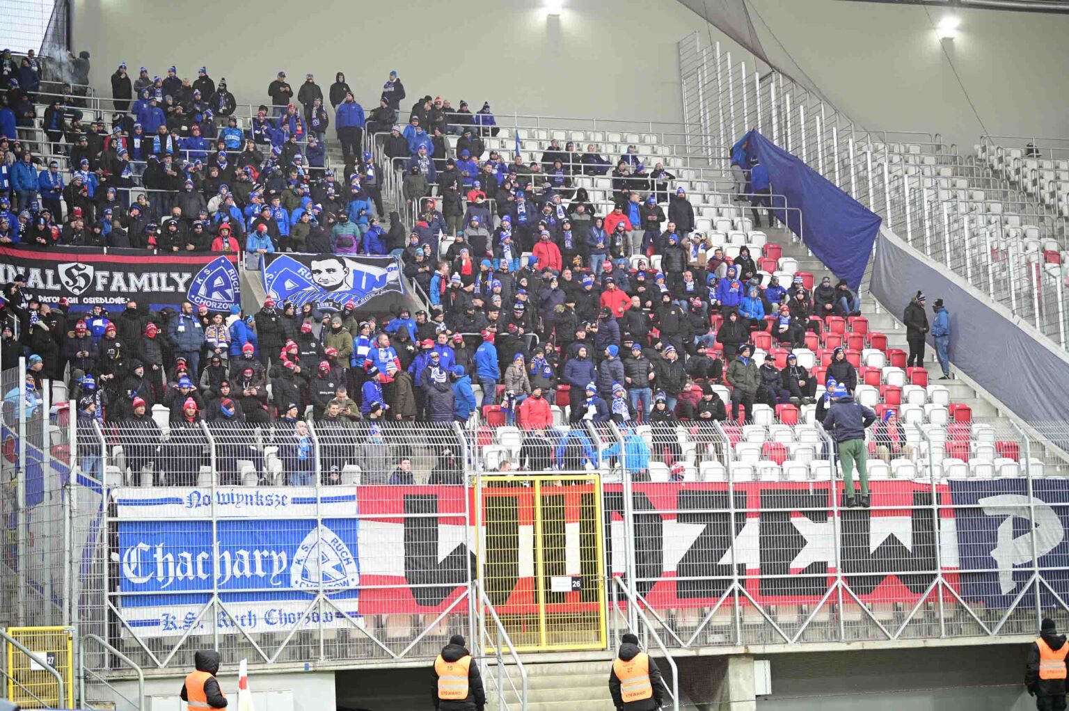 Kibice na meczu ŁKS Łódź - Ruch Chorzów 2023-12-17