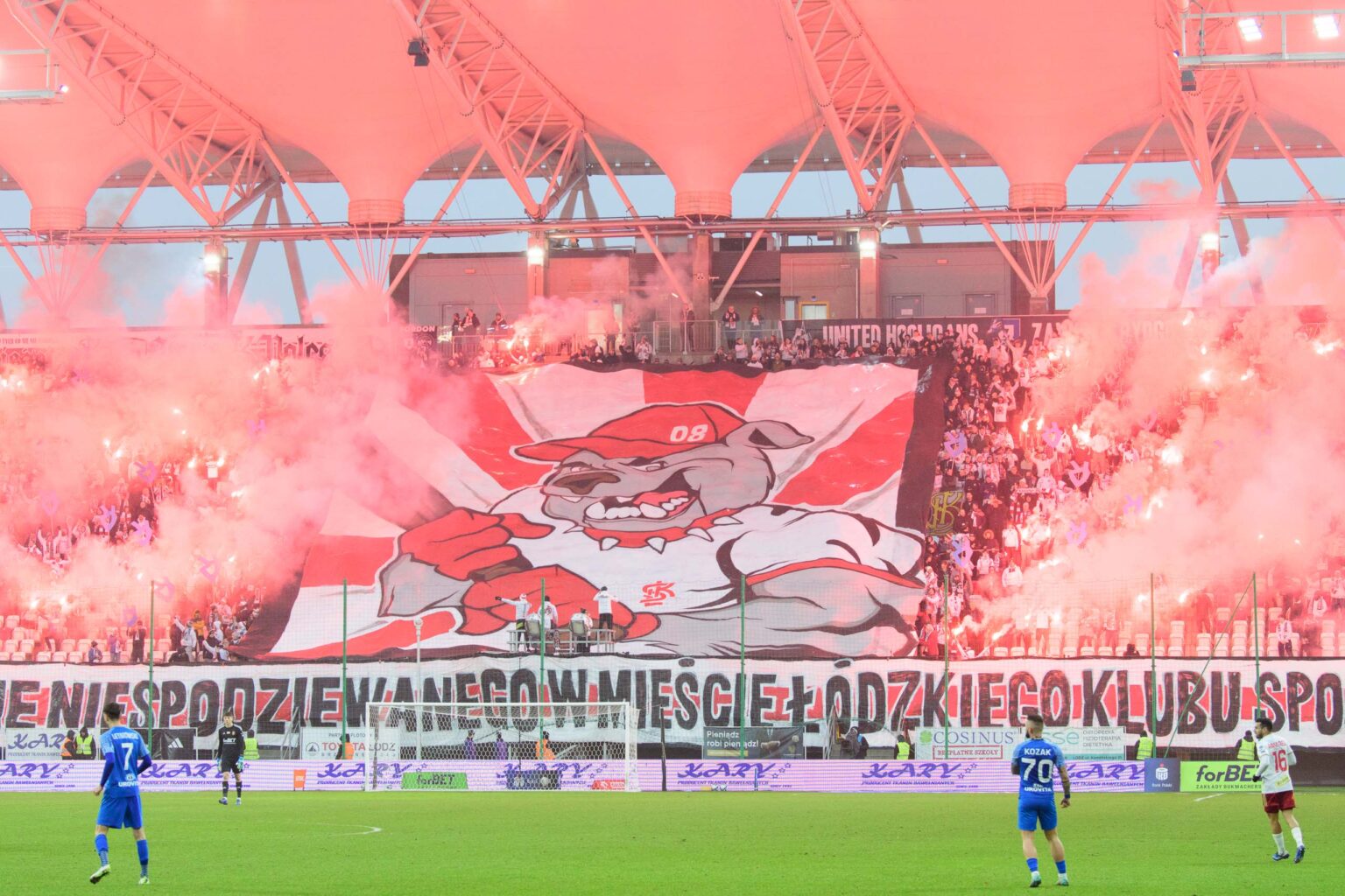 Kibice na meczu ŁKS Łódź - Ruch Chorzów 2023-12-17