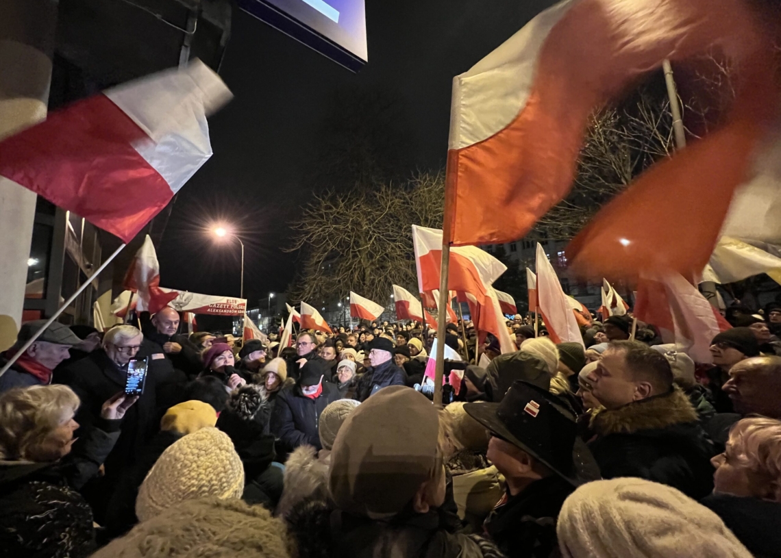 Protest przed siedzibą łódzkiego oddziału TVP