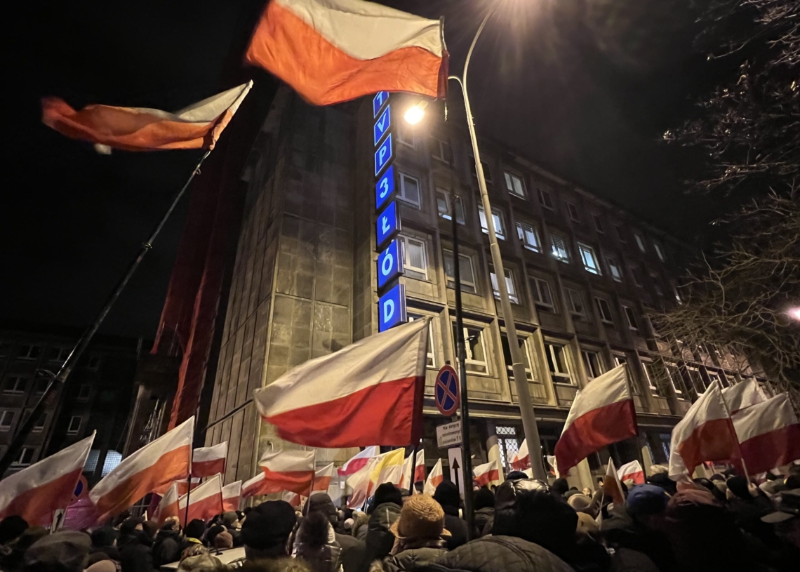 Protest przed siedzibą łódzkiego oddziału TVP