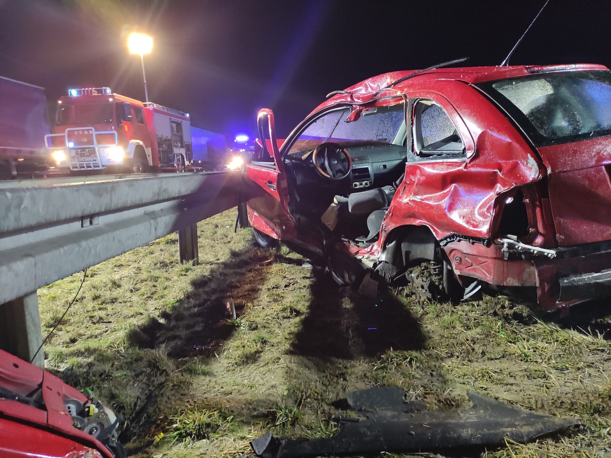 Wypadek na autostradzie A1 w Kruszowie