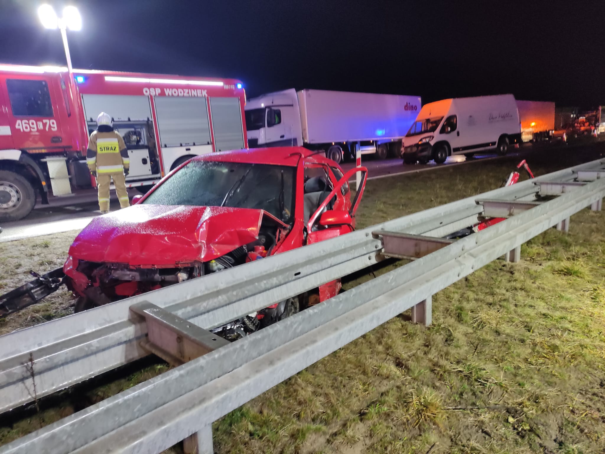Wypadek na autostradzie A1 w Kruszowie