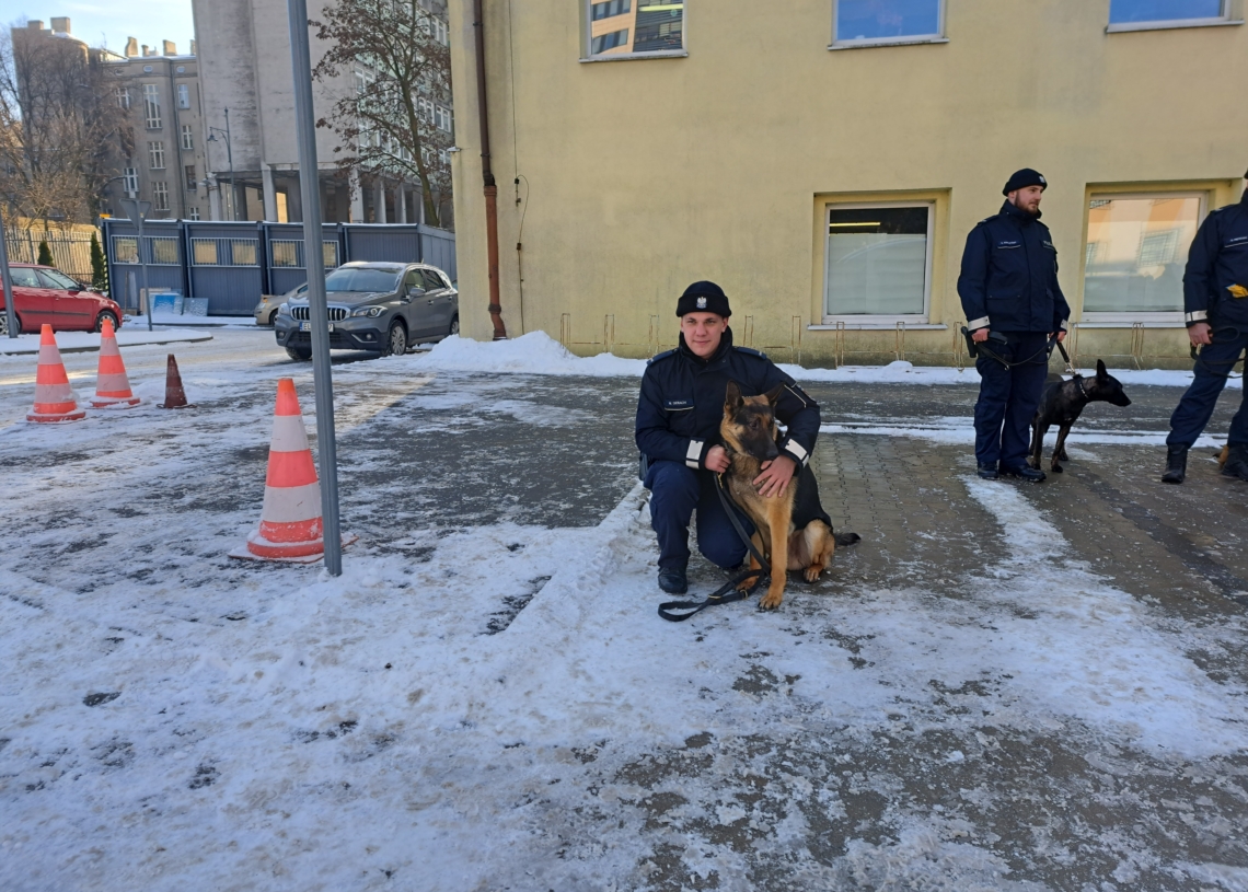 Cztery nieoznakowane radiowozy i cztery owczarki trafiły do Komendy Miejskiej Policji w Łodzi