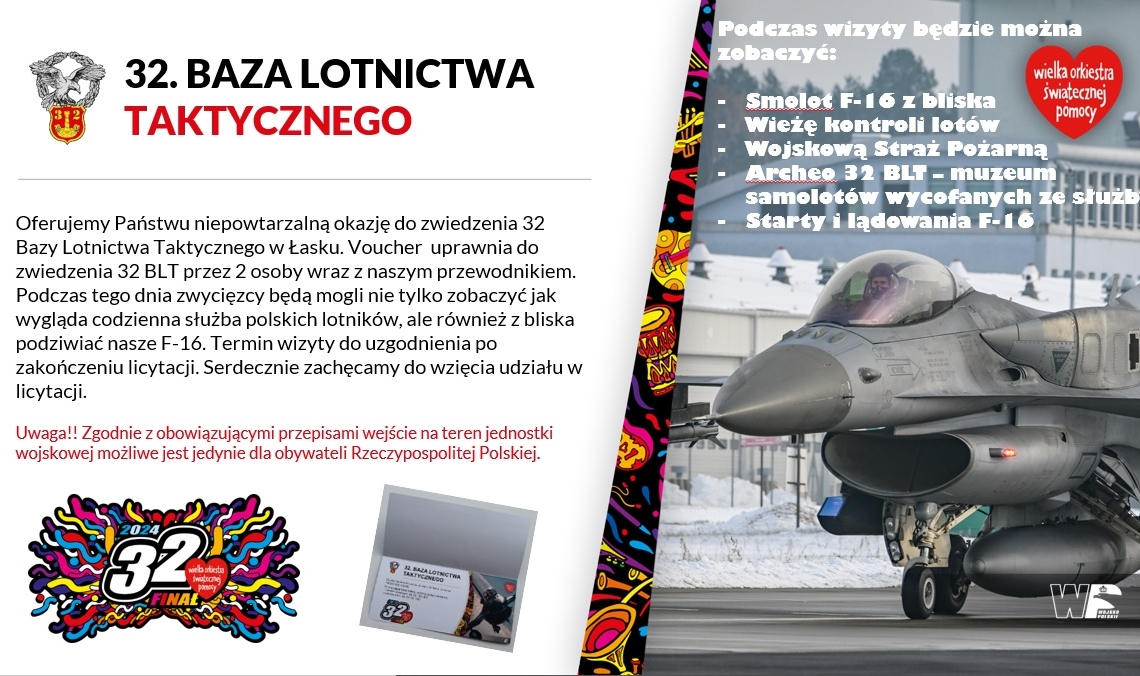 32. Baza Lotnictwa Taktycznego w Łasku wspiera 32. Finał WOŚP