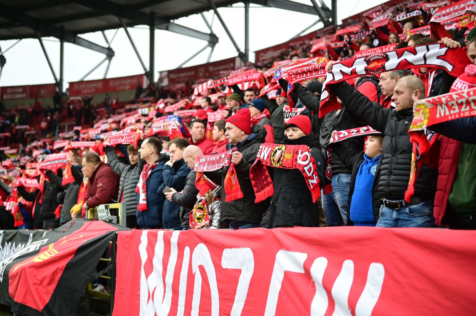 Kibice na meczu Widzew Łódź - Jagiellonia Białystok