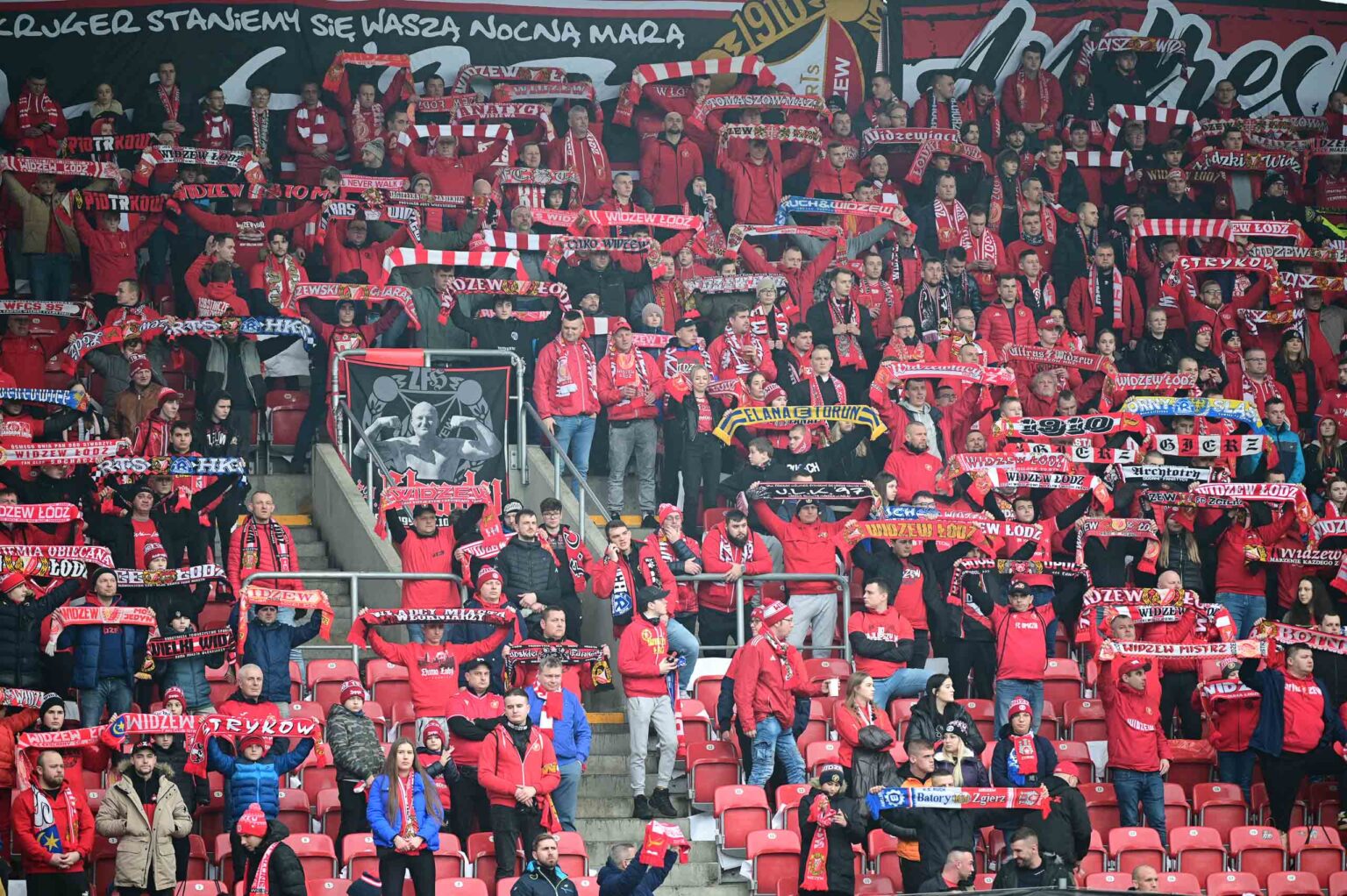 Kibice na meczu Widzew Łódź - Jagiellonia Białystok