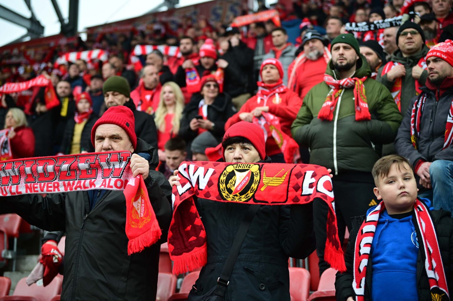 Kibice na meczu Widzew Łódź - Jagiellonia Białystok