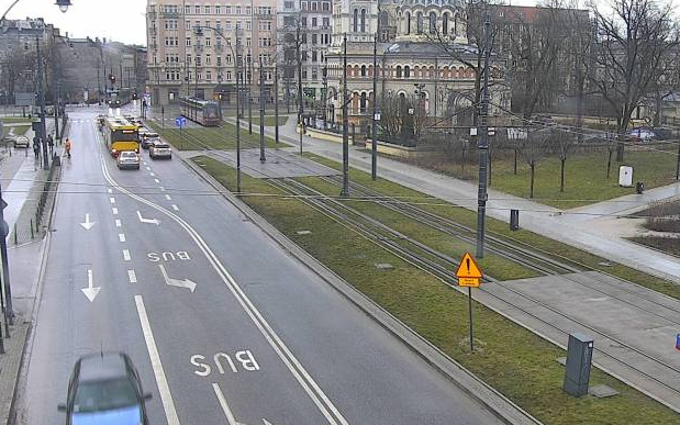 Zatrzymanie ruchu tramwajowego na Narutowicza za Kilińskiego
