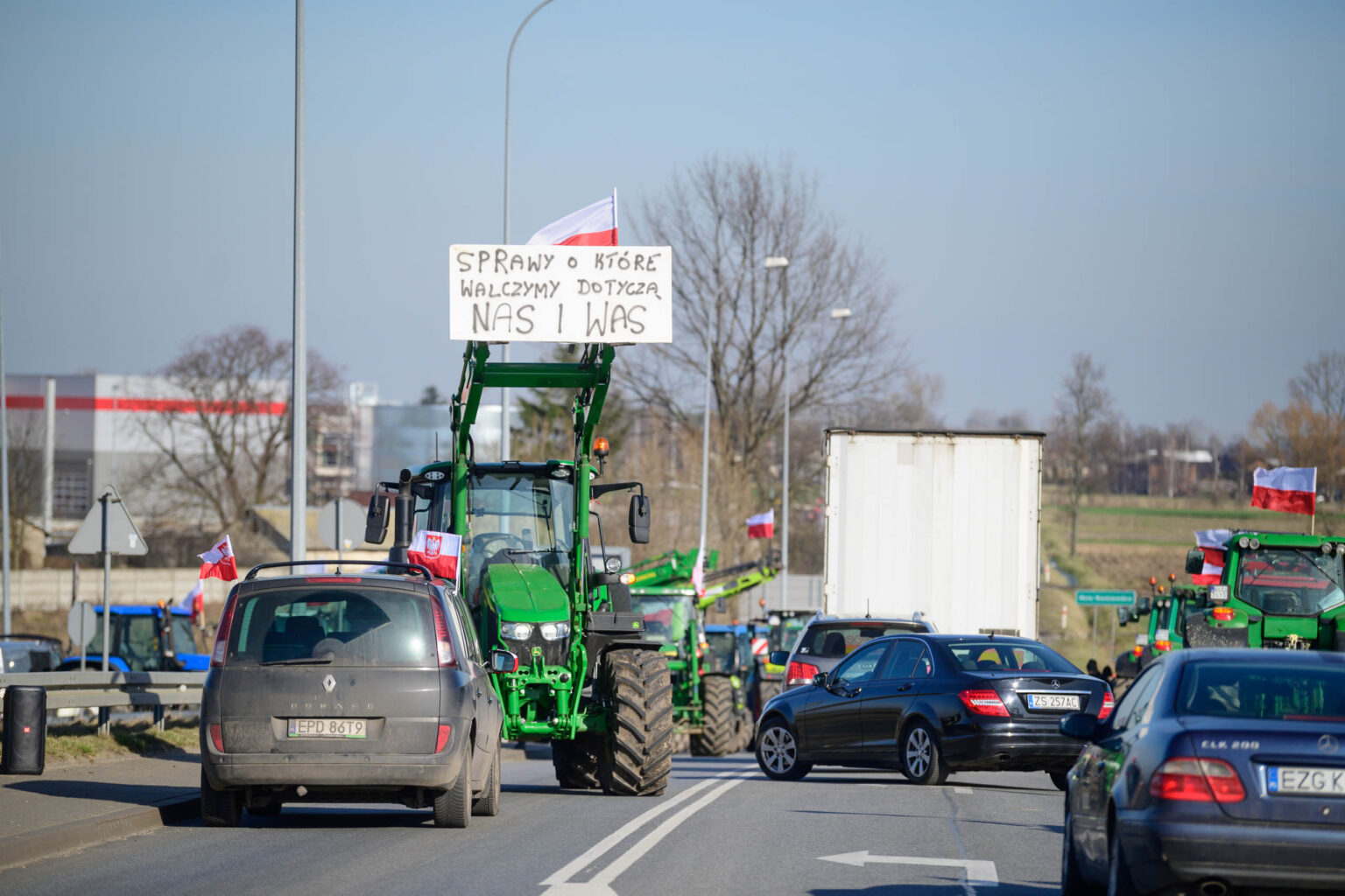 Protest rolnikow wezel Wartkowice 19