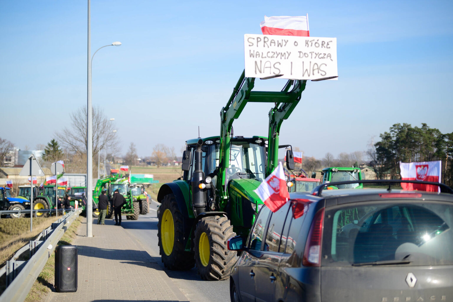 Protest rolnikow wezel Wartkowice 20