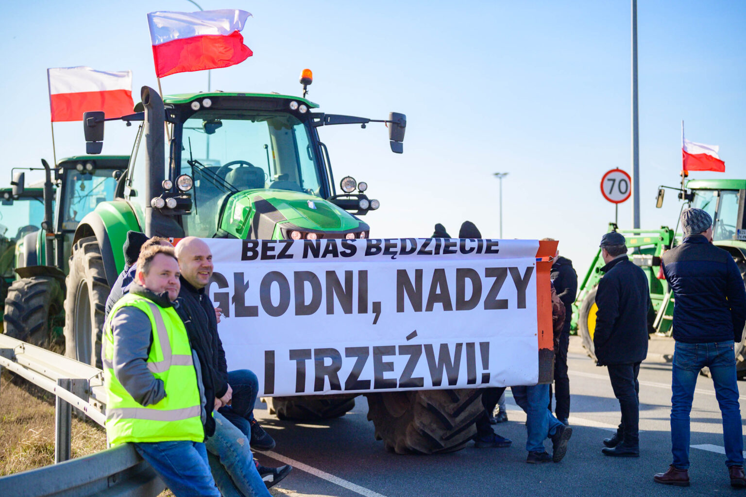 Protest rolnikow wezel Wartkowice 24