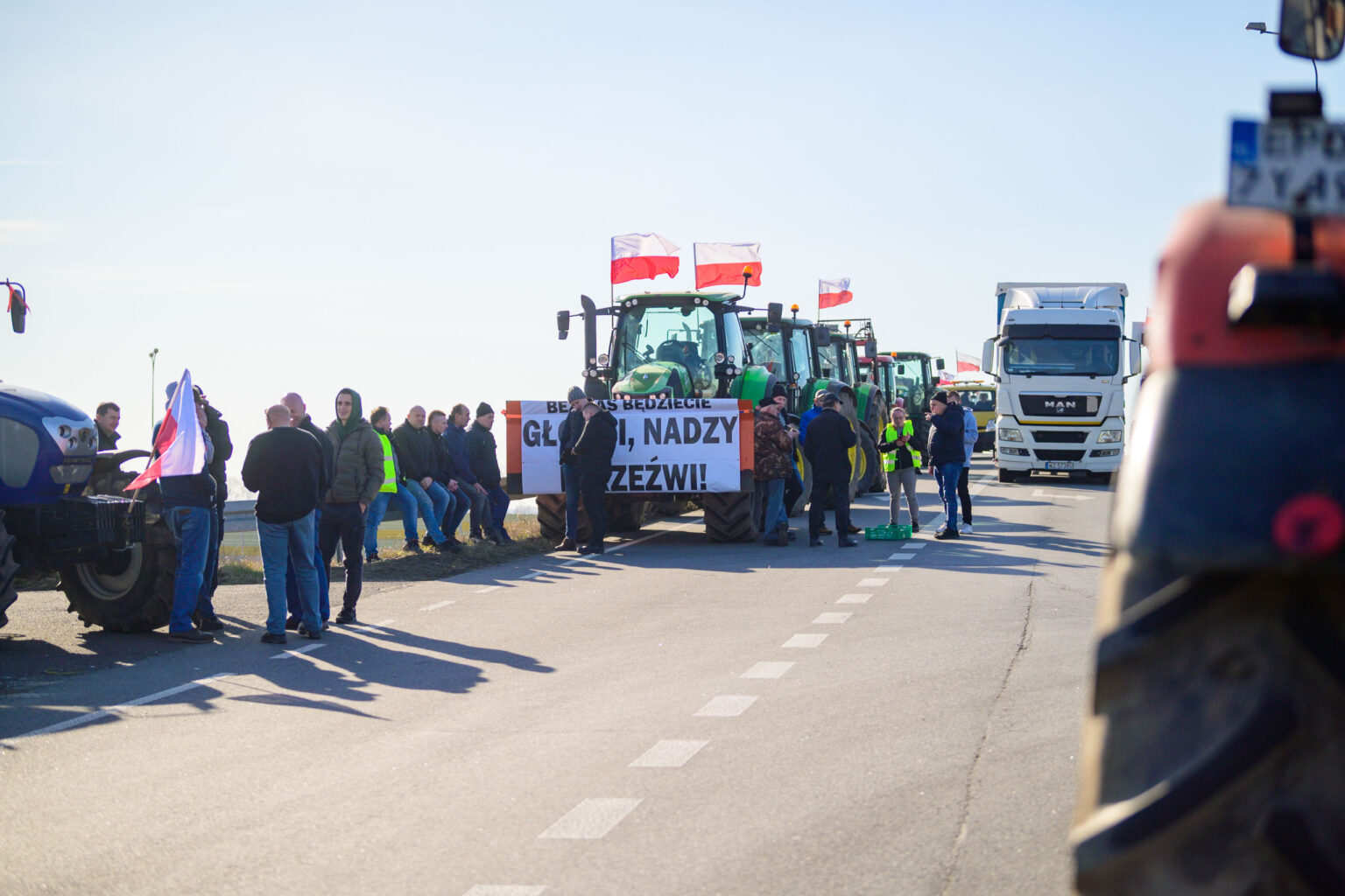 Protest rolnikow wezel Wartkowice 26