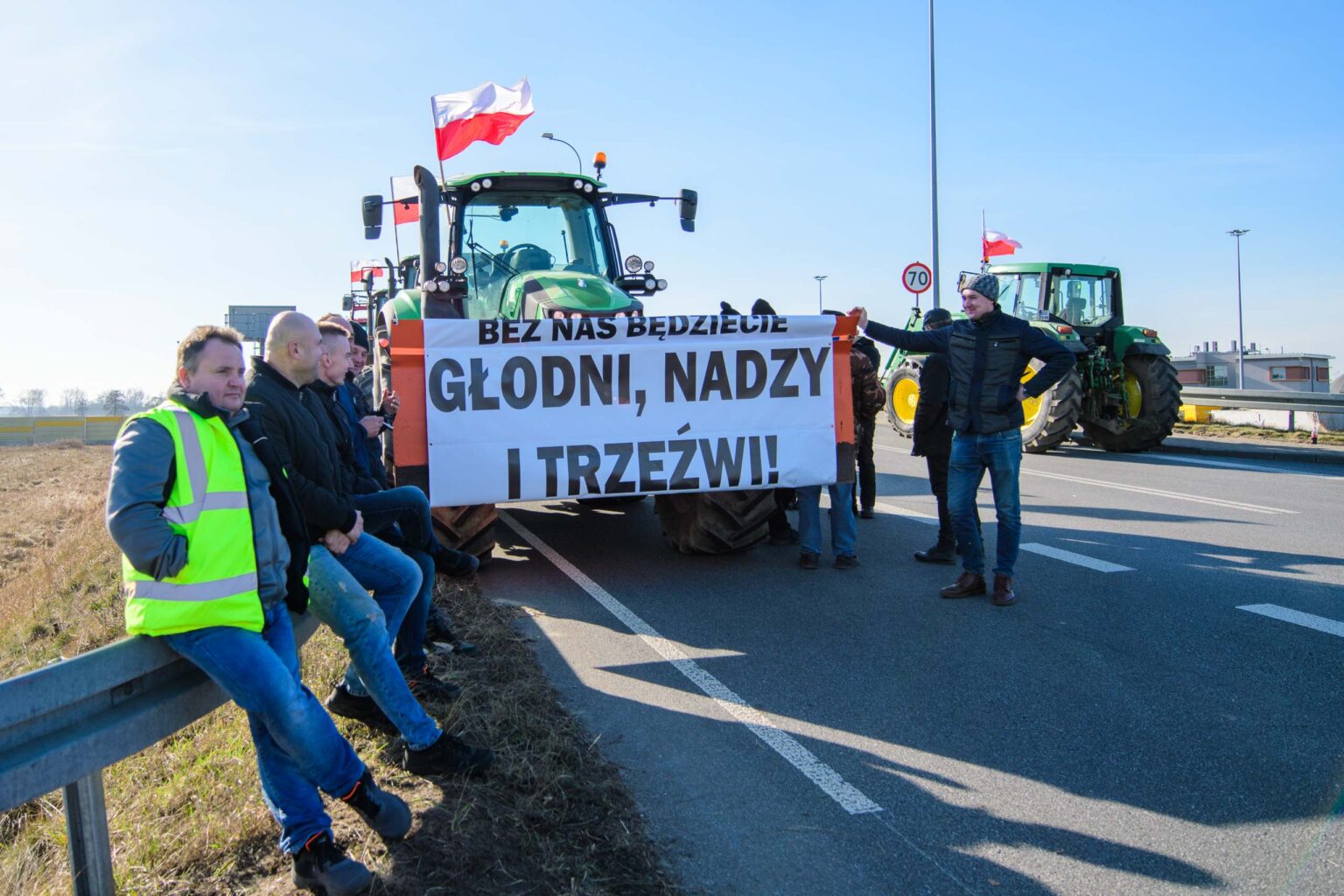 Protest rolnikow wezel Wartkowice 6