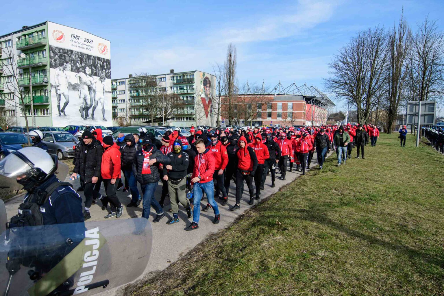 Przemarsz kibicow Widzewa 5