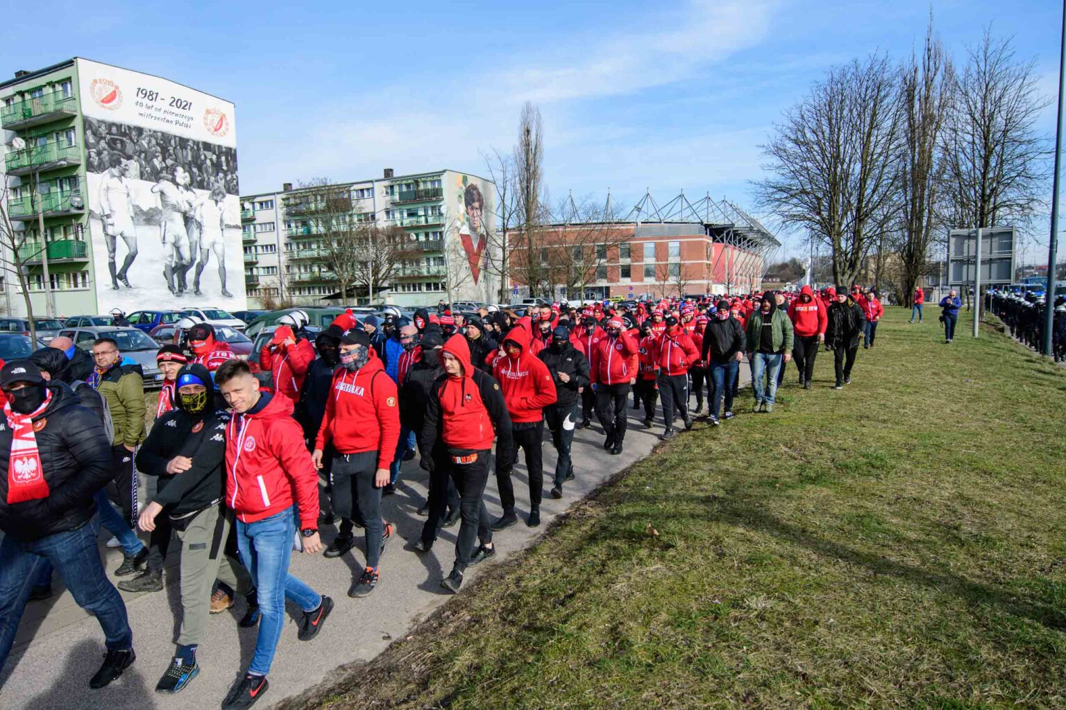 Przemarsz kibicow Widzewa 6