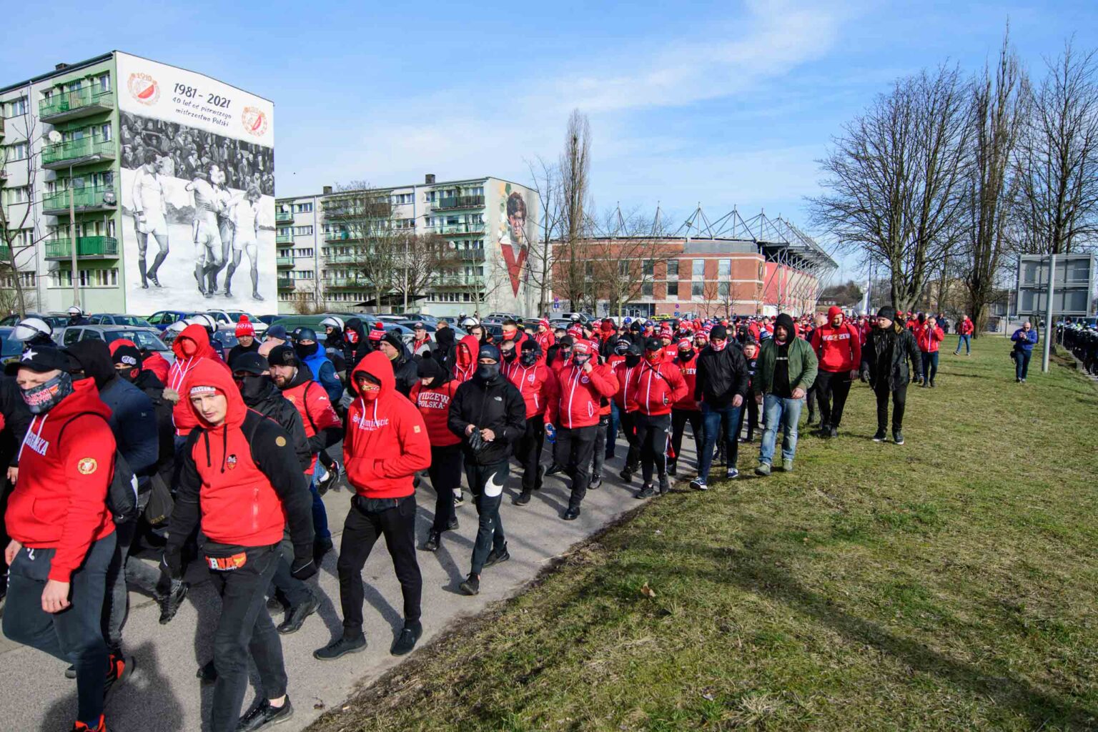 Przemarsz kibicow Widzewa 7