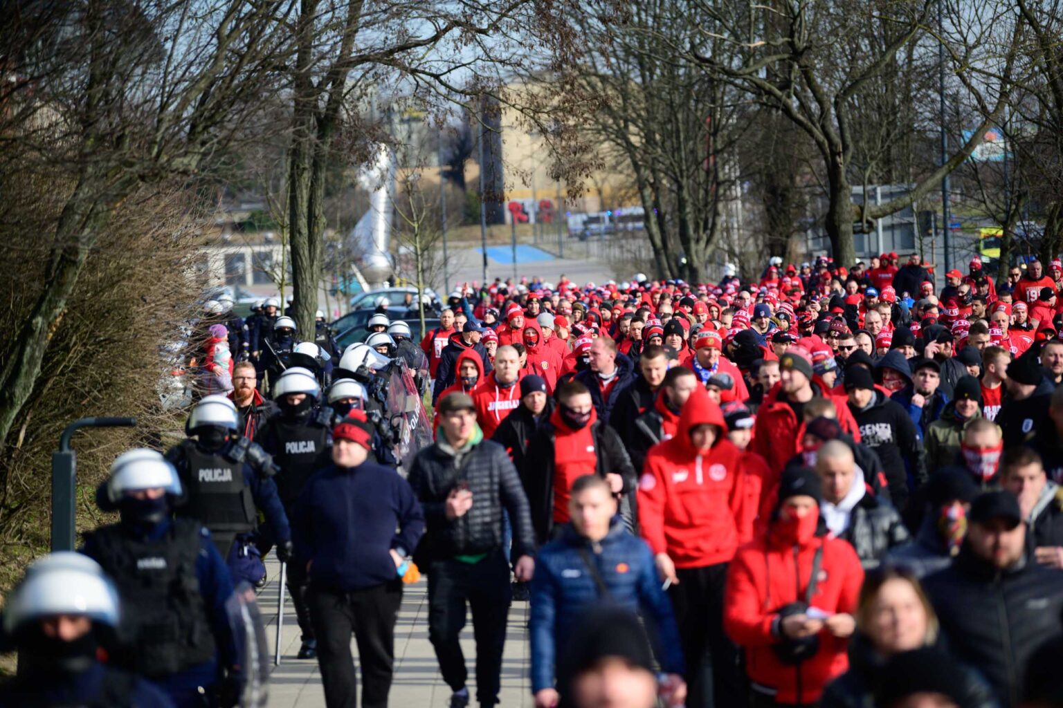 Przemarsz kibicow Widzewa 88