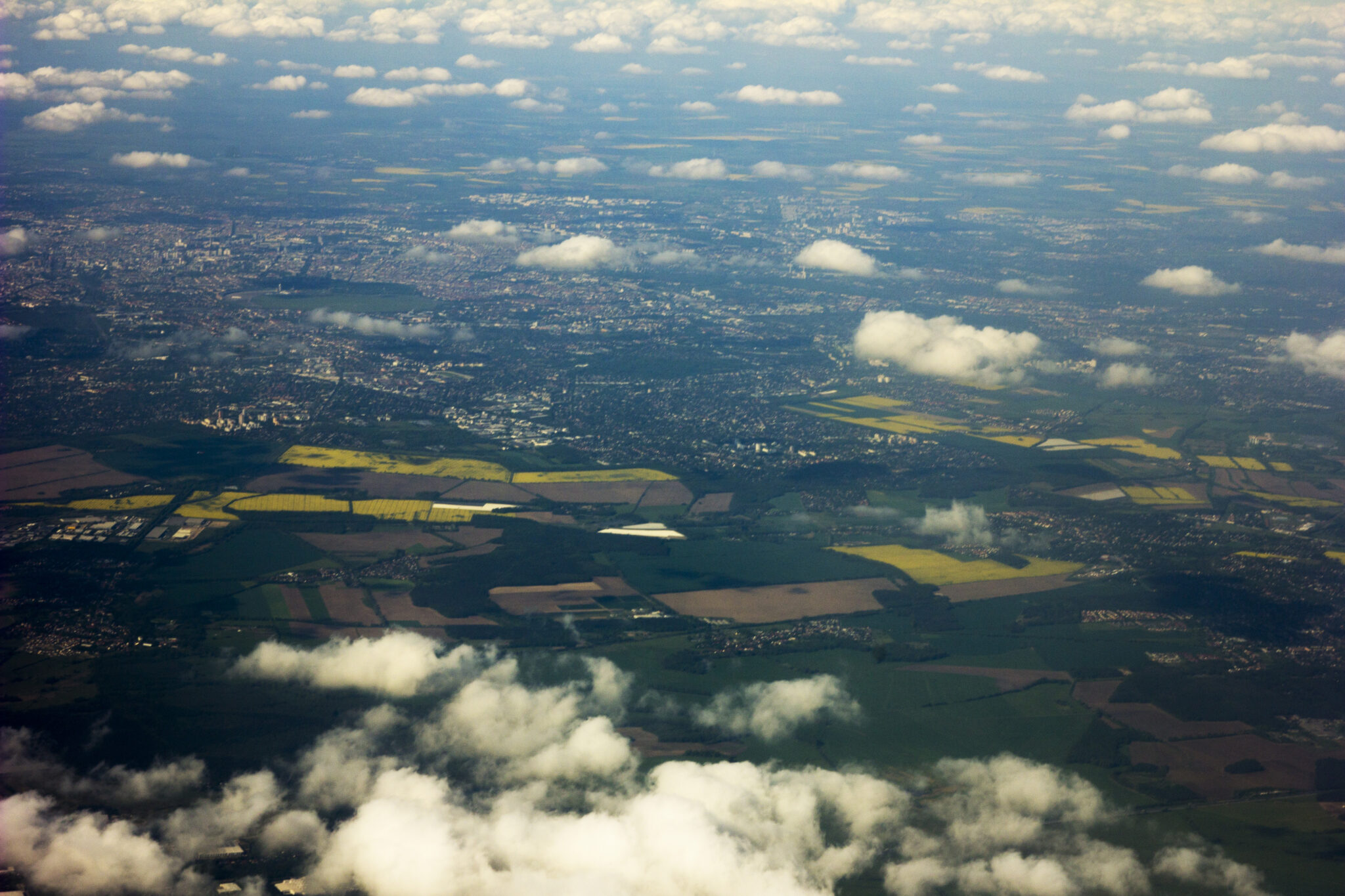 aerial view landscape against sky