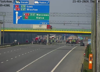 A1 w rejonie Piotrkowa Trybunalskiego