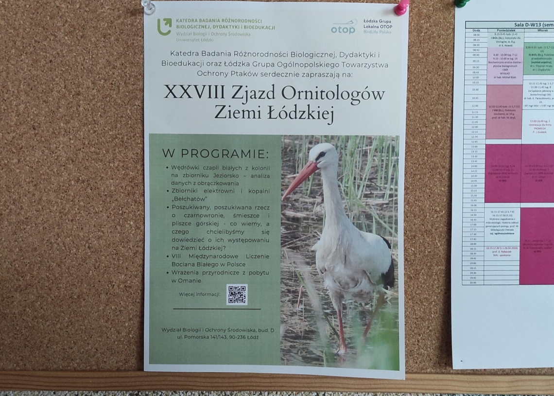 28. Zjazd Ornitologów Ziemi Łódzkiej na Wydziale Biologii i Ochrony Środowiska UŁ